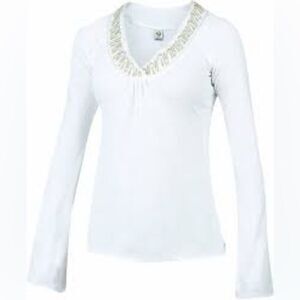 prAna Women's V-Neck Embroidered Shirt